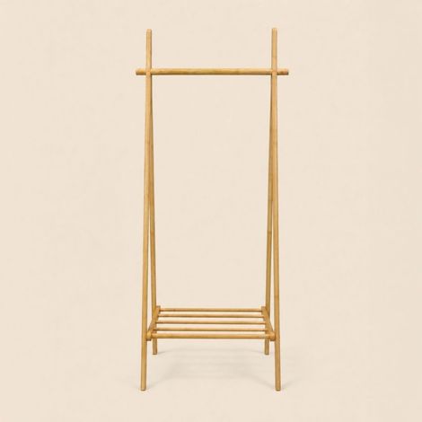Portant en bambou pliable avec étagère 75x160cm (1/5)