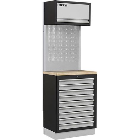 Arredamento modulare garage officina FERVI A007R - 680 x 498 x 2000 h mm - piano in legno (1/2)