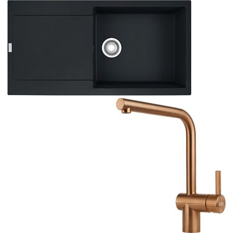 Pack évier XL Maris Fragranit 970 x 500 x 200 mm + mitigeur Atlas néo douchette cuivre - Franke (1/5)