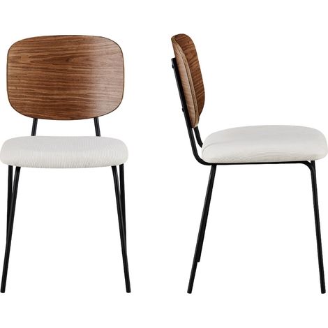 Lot de 2 chaises en velours côtelé beige - Naya (1/5)
