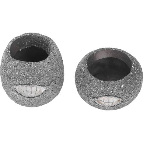 Lot de 2 Pots à Fleurs en Résine Forme Dent de Zip, Décoratifs et Pratiques, Style Simple, pour Bonsaï, Balcon et Bureau (1/5)