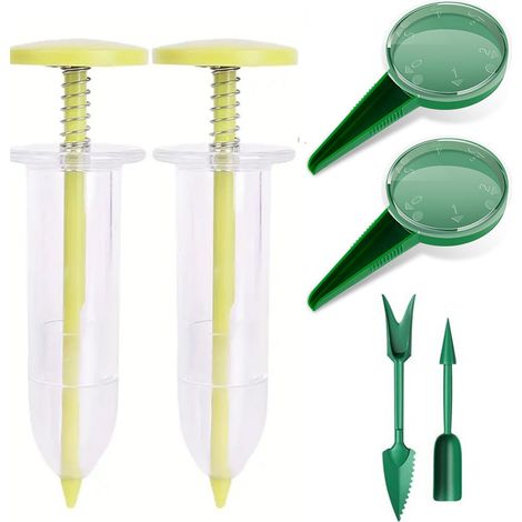 Kit d'outils de jardinage, de plantation, de semis, de petits outils de semis, combinaison jaune et vert, 6 pièces (1/5)