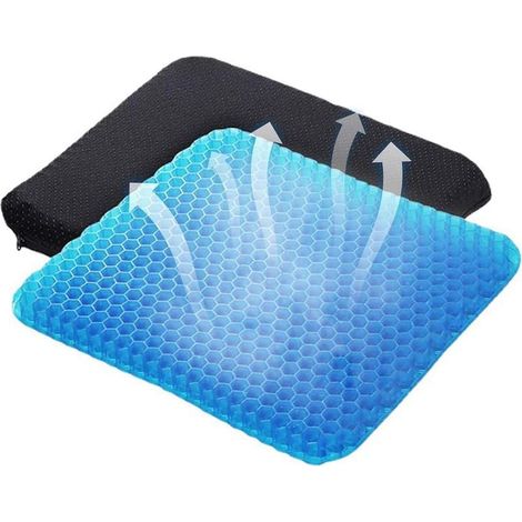 (40x35x2.4cm) Coussin de siège en gel, respirant, coussin en gel nid d'abeille, coussin de chaise en gel rafraîchissant avec housse en tissu pour chaise de bureau, voiture, fauteuil roulant (1/5)