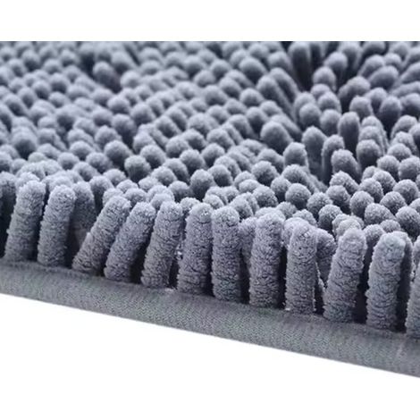 Tapis de bain antidérapant 90 x 60 cm, surface à séchage rapide et forte adhérence, tapis de sol pour salle de bain, gris (1/5)