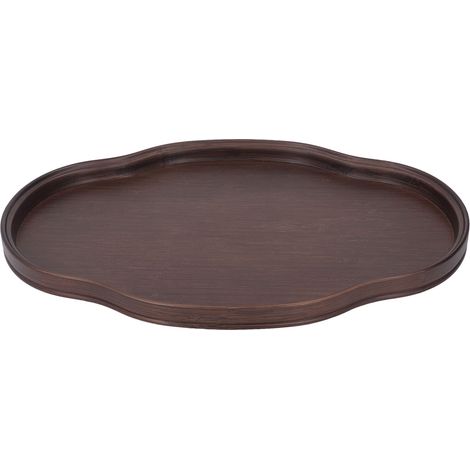 Plateau à thé couleur noyer, plateau de table basse multifonctionnel en bambou texturé pour réception d'invités (1/5)