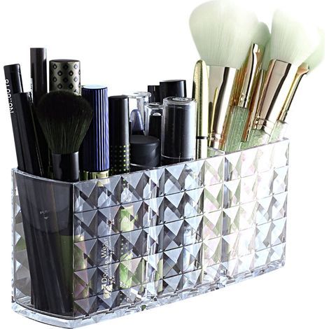 Aufbewahrungsbox für Schminkpinsel, aus transparentem Acryl, 3 Fächer, Organizer für Badezimmerschrank (1/5)