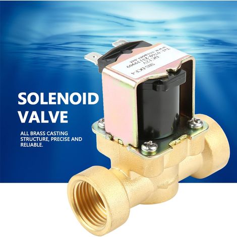 Électrovanne à eau 12V CC laiton DN15 G1/2 normalement fermée corps en cuivre pour contrôle d'écoulement (1/5)