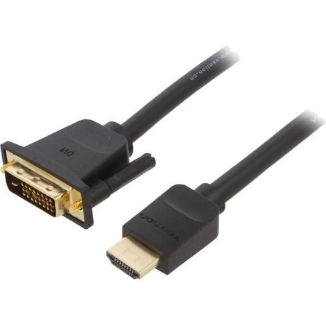 Cable DVI-D -18-1- prise male HDMI prise male Full HD 5m - Noir