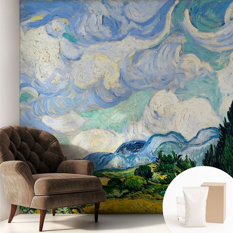 Papier peint intissé décoratif pour chambre et salon Design moderne à poser facilement - Colle incluse gratuite Nuages expressifs 250x250 cm (1/5)