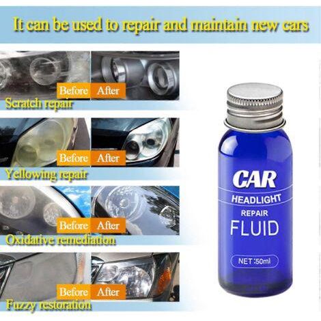 Nettoyant réparation phare automobile, agent rénovateur cristal lampes voiture, produit polissage optique anti-UV, restauration transparente. (1/4)
