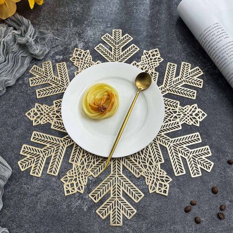 Placemat En Cuir Synthétique - 35 x 35 cm - Or - Pour Table De Cuisine Café Ou Salon - 1 Pièce (1/5)