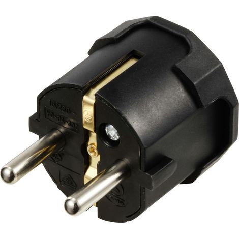Sygonix SY-6629386 Schutzkontaktstecker Polypropolene (PP)  250 V/AC Schwarz