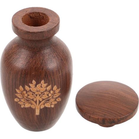 Urna cineraria per gatti, oggetto ricordo a forma di albero della vita, pietra commemorativa in legno marrone. (1/5)