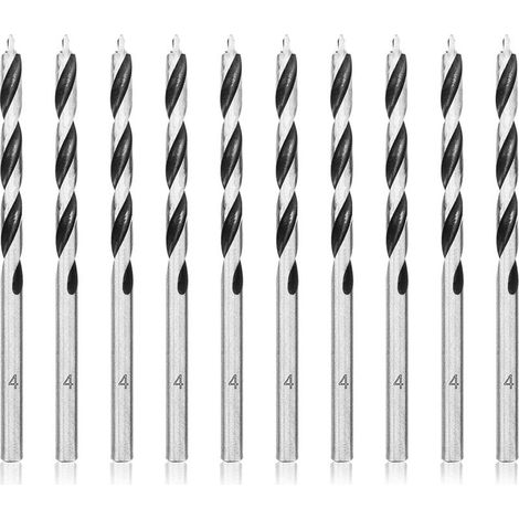 Forets à Bois Hélicoïdaux 4mm 10 Pièces Mèche pour Bois Professional Foret Brad Point pour Bois (1/5)