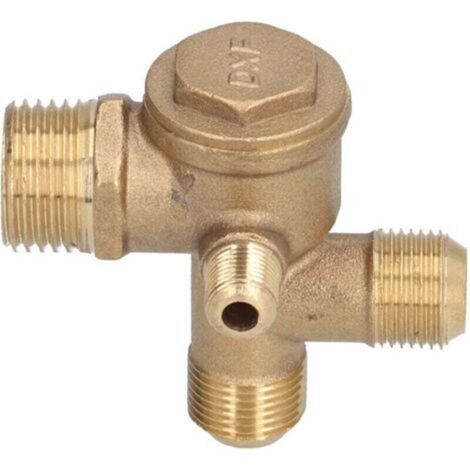 Composants de remplacement de valve de compresseur d'air, accessoire de clapet anti-retour à Double tuyau en laiton à 4 voies 10x16x 16x20.5mm / 0.4x0.6x0.6x0.8in (1/4)