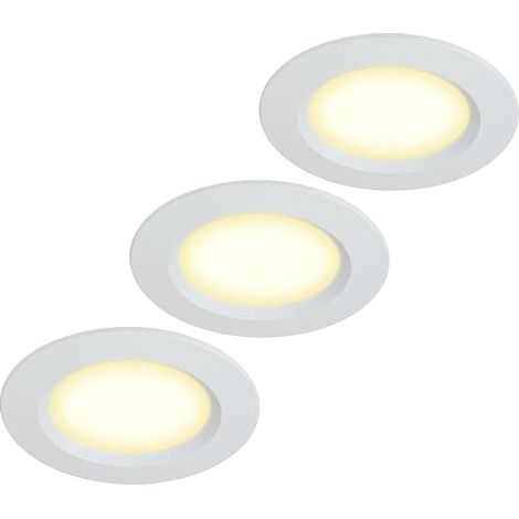 3 Pack 12V Ultra Slim 3W LED Recessed Spotlight 55mm with 2M Cable IP44 Ceiling Spotlight for Bathroom Cabinets, Showcases, Furniture and Cupboards (White) (1/5)