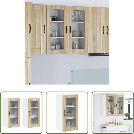 vidaXL Holzwerkstoff - Küchenschrank 2 pcs Sonoma-Eiche 40 x 31 x 80 cm Holzwerkstoff (1/5)