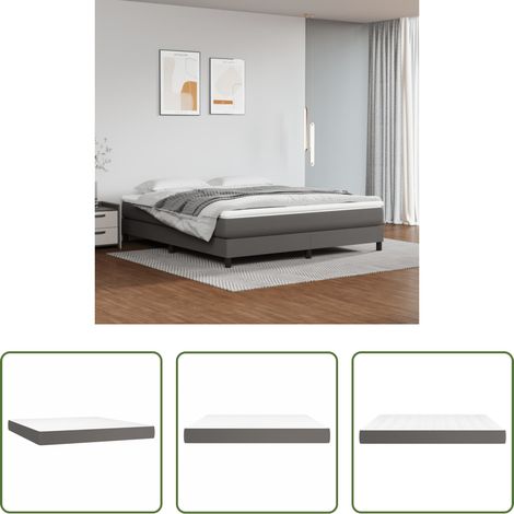 vidaXL Mousse de soutien - Matelas de lit à ressorts ensachés fermeté moyenne Gris 160x200x20cm Similicuir (1/5)