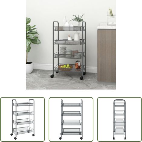 Schrank - Küchenwagen 4 Etagen Grau 46x26x85 cm Eisen (1/5)