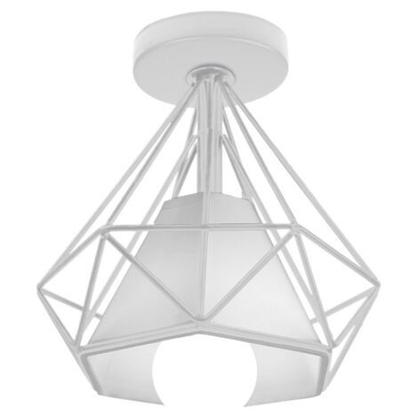 royaluxe- Plafonnier En Forme De Diamant Lustre Moderne Créatif Simple Ø20CM Pour Café Restaurant Salle À Manger Bar (Blanc)