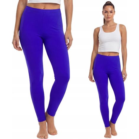 Leggings lunghi in cotone, marca polacca, colore blu fiordaliso, taglia L (1/4)