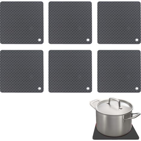 Sous-plat En Silicone - Résistant À La Chaleur Jusqu'à 230 °C - Antidérapant Avec Motif En Nid D'abeille - Pour Casseroles Et Poêles - Lot De 6 (1/5)