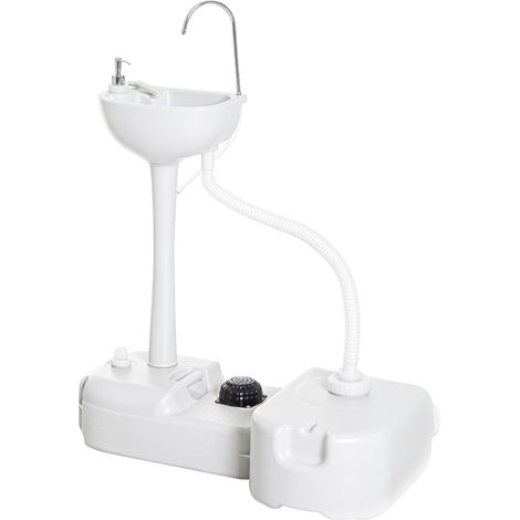 Lavabo portable de camping avec 2 roues, réservoir d'eau de 17L et réservoir de savon de 2,5L, 83x50x103cm (1/5)