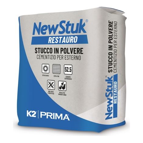 STUCCO IN POLVERE A BASE CEMENTO BIANCO per ESTERNO K2 NEW STUK KG.5