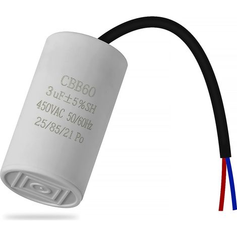 CBB60 450v 3uf 50/60HZ condensateur de démarrage,condensateur de suppression,condensateur de démarrage de moteur,condensateur microfarad avec fil (1/5)