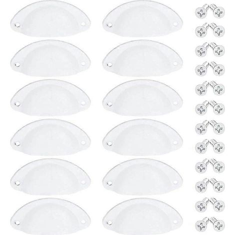 Lot de 10 poignées vintage en forme de coquillage pour tiroirs, placards et meubles de cuisine. Poignées de porte de placard vintage en fer courbé, 8,1 cm x 3,5 cm, blanches. (1/5)