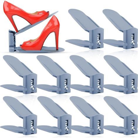 10 unidades de zapatero ajustable, soporte para zapatos, organizador de zapatos apilable (1/5)