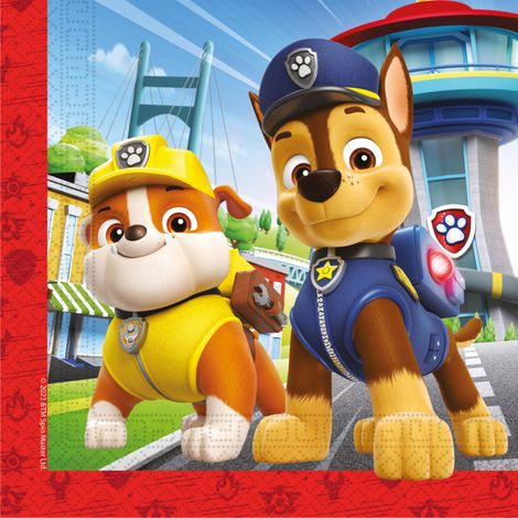 Tovaglioli a tema Paw Patrol per compleanno, 33x33 cm, 20 pezzi. (1/2)