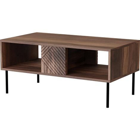 Table basse Gadoni, avec deux compartiments de rangement, surélevée du sol, 100x55 h43 cm, noyer (1/3)