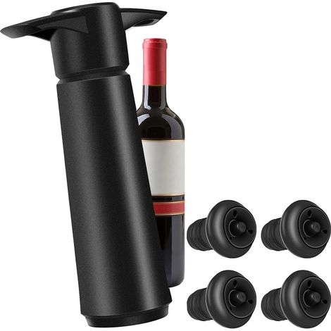 Conservateur de vin avec 4 bouchons à vin sous vide, bouchons réutilisables pour conserver la fraîcheur du vin (1 conserveur de vin, 4 bouchons à vin)-AquaForge (1/2)