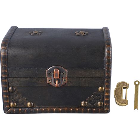 Boîte à bijoux vintage en bois pour rangement de colliers, boucles d'oreilles et trésors, coffret organisateur ou tirelire décorative (1/5)