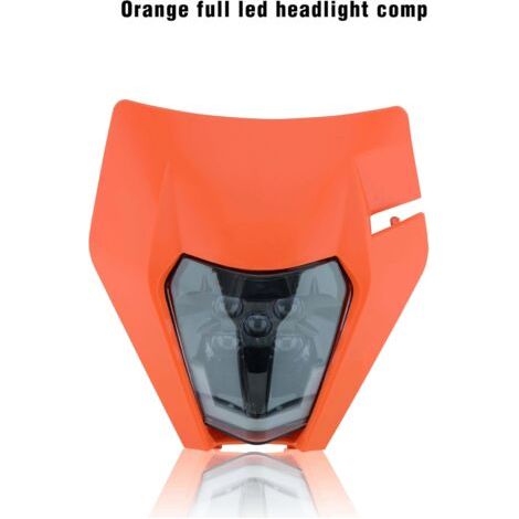 Phare avant neuf pour moto KTM (compatible avec les modèles EXC, EXCF, SX, SXF, XC, XCF, XCW et XCFW 125, 150, 250, 300, 350, 450 et 530) - Phare orange (1 pièce) (1/4)