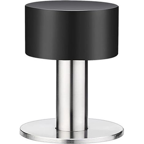 1 butée de porte autocollante de 60 mm avec caoutchouc noir et corps en acier inoxydable, sans perçage et anti-bruit (1/4)