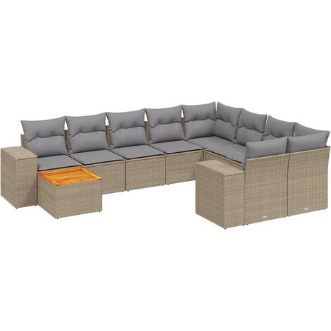 Maison Exclusive - Set de sofás de jardín 11pzas con cojines ratá (1/3)