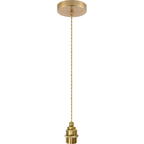 Suspension Luminaire E27 Douille Ampoule Cable 150cm Réglable Doré Rétro Support de Lampe Plafond Câble Vintage Abat-jour Salon Chambre Cuisine (1/5)