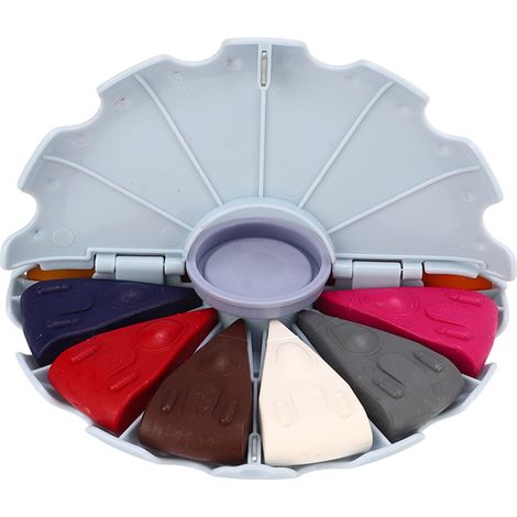 Lot de 12 pastels à l'huile lavables pour enfants, boîte ronde rotative bleu foncé, crayons de couleur tournants pour maternelle (1/5)