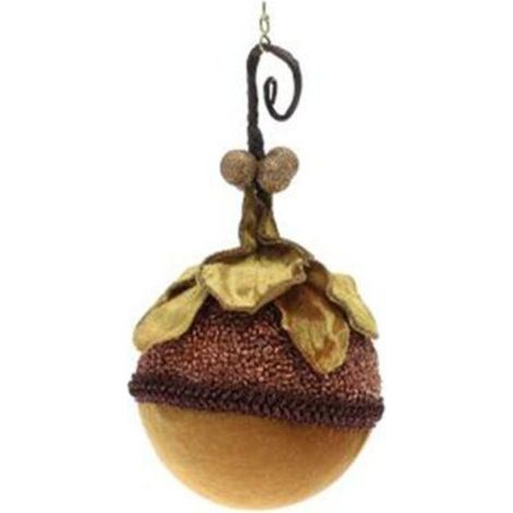 Sfera con magnolie per albero di natale Ø10 cm - colore rame/marrone - addobbo natalizio decorazione