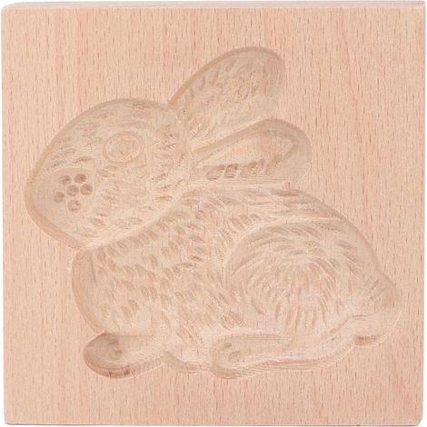 Moule à biscuits en bois de hêtre, réutilisable et lavable, tampon pour pâtisserie, forme lapin pour cuisine. (1/5)
