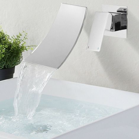 Waschtischarmatur Wasserfall Messing silber ROZIN (1/5)