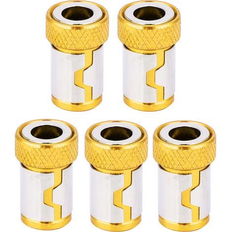 5-teiliges Set rutschfester Magnetring-Schraubendreherzubehör aus Aluminiumlegierung (Gelb) (1/5)