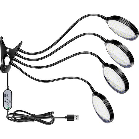 USB-Pflanzenlampe mit 312 LEDs, Vollspektrum-Sonnenlicht, verstellbarer Tischklemme für Zimmerpflanzen, 5 Dimmstufen, 4/8/12-Stunden-Timer (1/5)