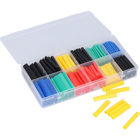 Lot de 280 gaines thermorétractables en nylon coloré pour l'isolation des câbles.