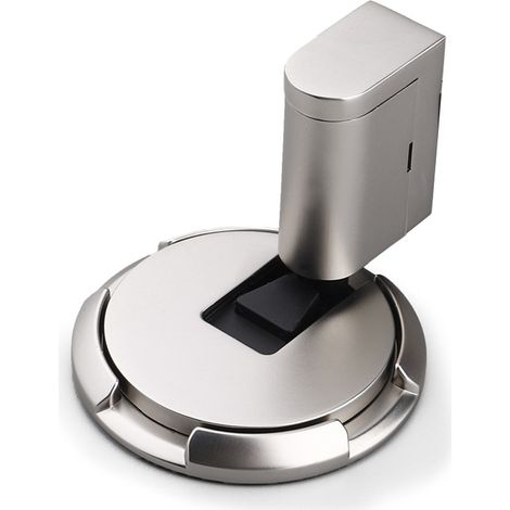 Butée de porte mécanique en métal, fixation au sol robuste pour porte intérieure, finition nickel brossé (1/5)