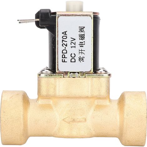 Vanne Solénoïde Électromagnétique Laiton - Filetage Femelle G1/2", Normalement Ouverte, 12V DC