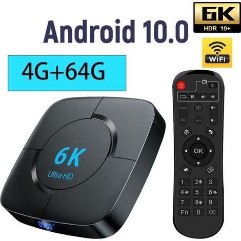 1 boîte TV Android 10, Smart TV Box H616 avec 2 Go RAM + 16 Go ROM, décodage vidéo 6K, Wi-Fi/Bluetooth (1/4)