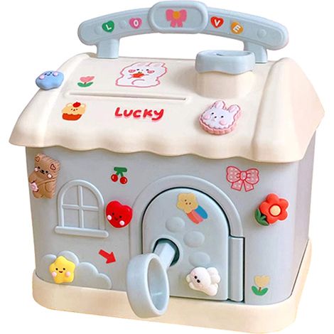Tirelire décorative en forme de maison de dessin animé mignonne et de grande capacité pour la maison (1/5)